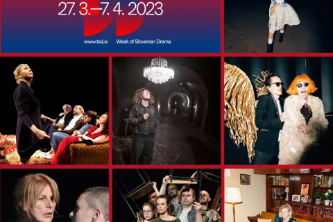 Kolaž sedmih predstav v tekmovalnem programu 53. Tedna slovenske drame. / Foto: Prešernovo Gledališče