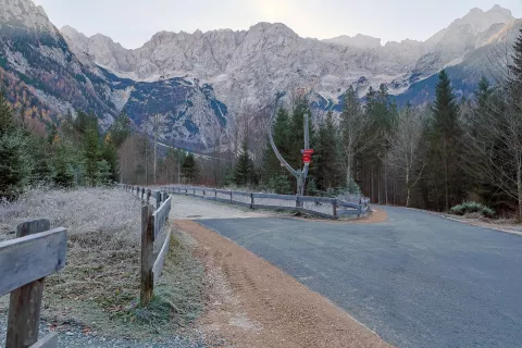 Asfaltirani odsek ceste v zgornjem delu Ravenske Kočne / Foto: Tina Dokl