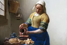 Slika, ki jo »komentira« pesnica Szymborska: Vermeer, Mlekarica, ok. 1658, Rijksmuseum, Amsterdam. / Foto: Wikipedija