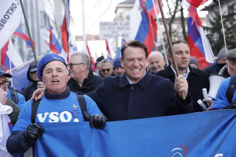 Ljubljana, protestni shod upokojencev, Pavel Rupar, predsednik stranke Glas upokojencev / Foto: Borut Živulović, Bobo