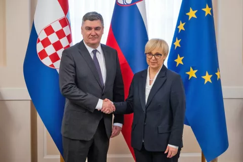 Predsednica Republike Slovenije Nataša Pirc Musar je na uradnem obisku v Sloveniji gostila hrvaškega predsednika Zorana Milanovića. / Foto: Bostjan Podlogar/sta