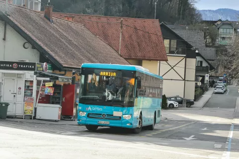 Na Bledu naj bi potniki pogosto ostali brez prevoza, saj naj prenatrpani avtobusi ne bi ustavljali na vseh postajališčih, temveč le odpeljali mimo. / Foto: Tina Dokl