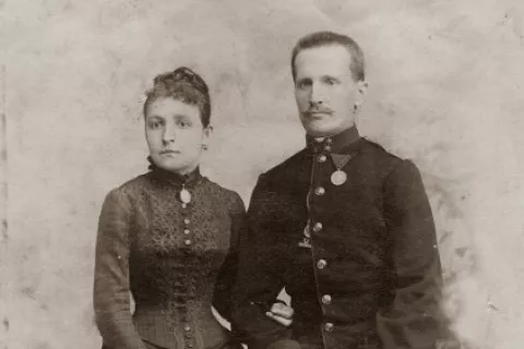 Joža Tomše in Jožefina Pavlin kot mladoporočenca / Foto: Vir: Podbrezje.si