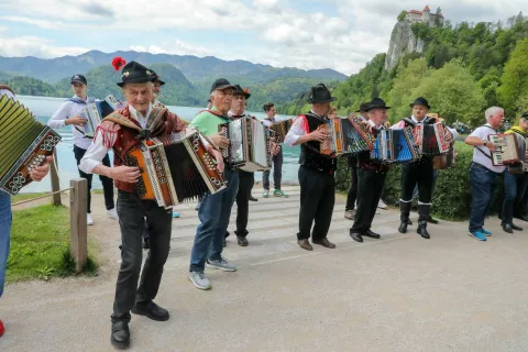 harmonika tekmovanje, srečanje harmonike okoli jezera Bled / Foto: Tina Dokl