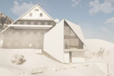 Videz načrtovanega prenovljenega podnebnega observatorija na Kredarici / Avtor: Ofis arhitekti