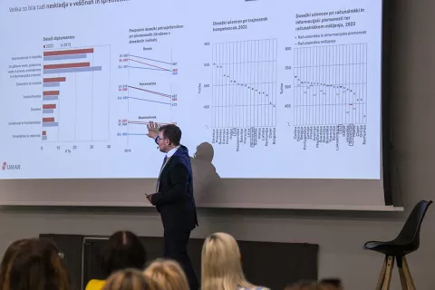 Predstavitev publikacije Kakovost zivljenja v Sloveniji, Porocilo o razvoju 2025, ki so jo pripravili na Uradu RS za makroekonomske analize in razvoj.Sourednik publikacije Kakovost zivljenja v Sloveniji Porocilo o razvoju 2025 Peter Wostner. / Foto: Bozidar Kolar/sta