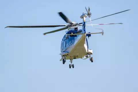 Simbolična fotografija policijski helikopter na Letališču Lesce / Foto: Nik Bertoncelj