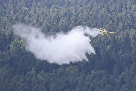 Požar je gasilo tudi letalo Air Tractor. / Foto: Peter Košenina