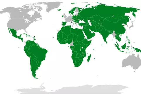 Na tem zemljevidu sveta so z zeleno označene države, ki so priznale Palestino kot državo. Gre za 146 držav od 193 članic OZN. / Foto: Wikipedija