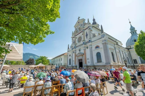 Sobotnega romanja na Brezje se je udeležilo več kot tri tisoč bolnikov, invalidov in starejših ter njihovih spremljevalcev. / Foto: Nik Bertoncelj