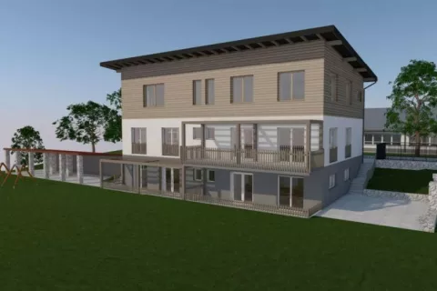 Tako naj bi bil videti novi vrtec sredi Jesenic. / Grafika: arhiv Občine Jesenice