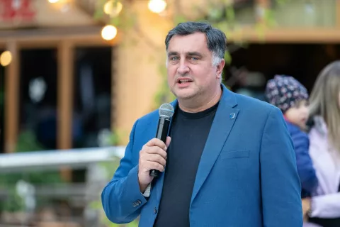 Praznik Dan slovenskega športa Jesenice, predstavitev klubov in društev. Župan občina Jesenice Peter Bohinec. / Foto: Nik Bertoncelj