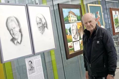 Barvite slikarske podobe Andreja Militarova, ki so jih navdihnile Avsenikove skladbe. / Foto: Gorazd Kavčič / Foto: 