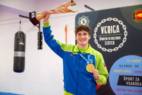 Sprejem Mark in Tibor Oblak Taekwon-do klub RadovljicaNa fotografiji Tibor Oblak evropski prvak / Foto: Nik Bertoncelj