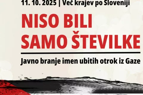 Javno branje imen ubitih otrok iz Gaze na Prešernovi ulici / Foto: Fragmenti