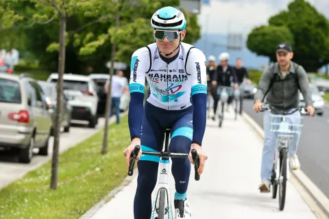 novinarska konferenca ob pridobitvi naziva Kolesarsko mesto na fotografiji kolesar in ambasador L'Etape Slovenia Matej Mohorič / Foto: Tina Dokl