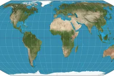 Takšen je zemljevid sveta po sodobni ekvivalentni projekciji. / Foto: Wikimedia Commons/strebe