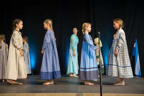 Folklorna skupina Podkuca - koncert Ohranjamo prihodnost, obujamo dediščino v Osnovni šoli Naklo. / Foto: Primož Pičulin