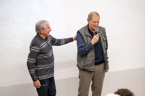 predstavitev knjige Z Dovjega do Himalaje avtor Janez DovžanMikec Drašler urednik / Foto: Nik Bertoncelj