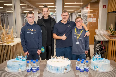 Sprejem PK Radovljica za Jana Berlota in Matijo Jošta po uspehu na Evropskem prvenstvu za osebe z Downovim sindromom / Foto: Primož Pičulin