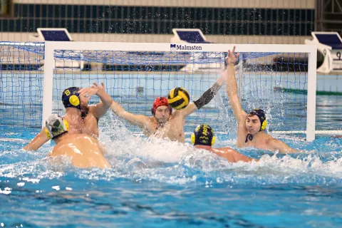 vaterpolo turnir mednarodna alpska liga Kranj tekma med Triglav Kranj modre kape vs Branik Maribor bele kape / Foto: Tina Dokl