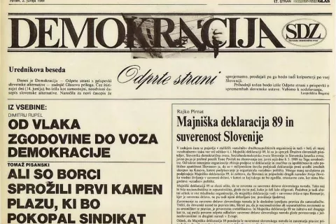Demokracija, časopis SDZ, izšla kot priloga Gorenjskega glasa, 2. 6. 1989. / Foto: Miha Naglič, Joco Žnidaršič