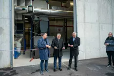 Slavnostno odprtje kotlovnice na lesno biomaso ENOS JeseniceNa fotografiji iz levemag. Peter Bohinec župan občina Jesenicemag. Bojan Kumer minister za okolje podnebje in energijoAndrej Stušek direktor ENOS d.o.o. / Foto: Nik Bertoncelj