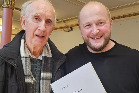 Skladatelj Alojz Ajdič in dirigent Benjamin Ellin / Foto: Osebni Arhiv