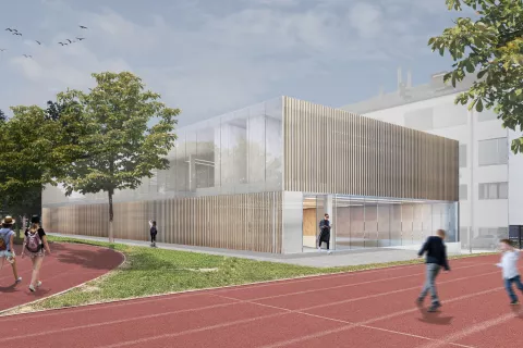 Gradnja nove telovadnice pri Osnovni &scaron;oli &Scaron;kofja Loka Mesto se začenja te dni, zaključila pa se bo drugo leto. / Foto: Arhiv Občine &Scaron;kofja Loka