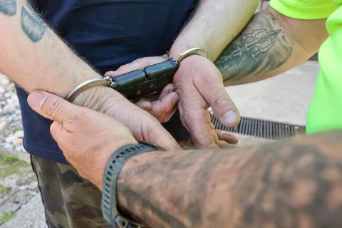 simbolična motorist motor policija policist gasilec gasilci prometna nesreča re&scaron;evalci re&scaron;evalec re&scaron;ilec intervencija poligon varna vožnja motor policijske lisice / Foto: Tina Dokl