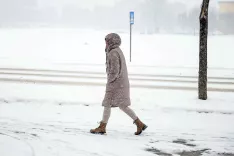 sneg sneženje cesta snežne razmere plug pluženje splužene ceste mraz Kranj / Foto: Tina Dokl