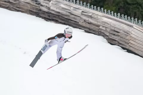 Smučarski skoki trening slovenska ženska in mo&scaron;ka reprezentanca Planica december 2025Na fotografiji Nika Prevc smučarska skakalka in svetovna rekorderka / Foto: Nik Bertoncelj