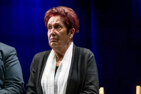 Dogodek z naslovom Povedat je treba, ko je čas - o gledali&scaron;kem ustvarjanju Ju&scaron;e Berce v obodbju 1962-2026 v Poljanah. / Foto: Primož Pičulin