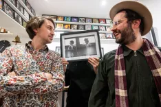 Razstava Janeza Pelka "Hostnik in Krečič"v Cafe galerija Pungert Kranj / Foto: Primož Pičulin