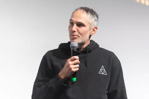 Mitja Legat, med pogovorom na dogodku "Prvi zimski dan - projekcije filmov, pogovor in druženje". Ljubljana, 21. 12. 2025 / Foto: Matic Zorman