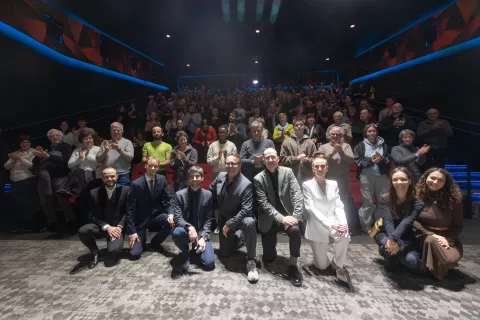 Ekipa ustvarjalcev filma, na premieri Eksodus 1945 - Na&scaron;a kri. Ljubljana, 20. 2. 2026 / Foto: Matic Zorman