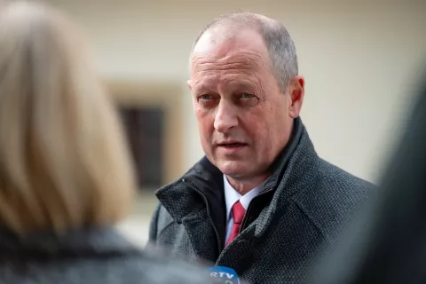 Odprtje Pre&scaron;ernova domačija VrbaPre&scaron;ernova rojstna hi&scaron;a in gospodarsko poslopje v VrbiLeopold Pogačar župan občina Žirovnica / Foto: Nik Bertoncelj