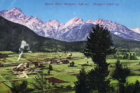 Rateče na stari razglednici / Foto: Arhiv Gornjesavskega Muzeja Jesenice