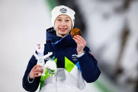 Italija, Predazzo.Zimske olimpijske igre 2026.Smucarski skoki, velika skakalnica, zenske.Slovenka Nika Prevc je osvojila bronasto medaljo. / Foto: Matej Druznik/sta