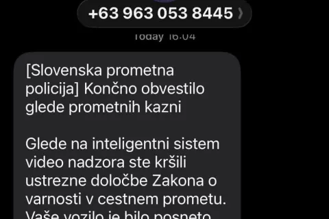 Primer lažnega SMS sporočila / Foto: Generalna Policijska Uprava