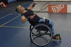 Mojca Debeljak med igranjem parabadmintona / Foto: osebni arhiv