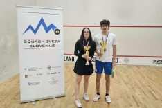 Pika Rupar in Luka Kustec sta državna članska prvaka v skvo&scaron;u. / Foto: Squash zveza Slovenije
