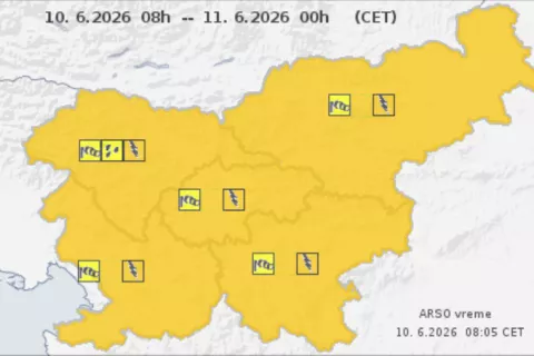 vreme opozorilo-novo, 10. 6. 2026 / Foto: Vir: Arso