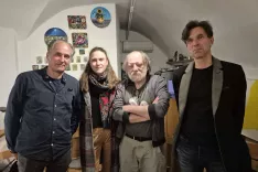 Na pogovrnem večeru o Heronovi spirali: (z leve) Janez Ramove&scaron;, Anu&scaron;a Plesničar, Zdravko Du&scaron;a in Gregor Pompe / Foto: Igor Kavčič
