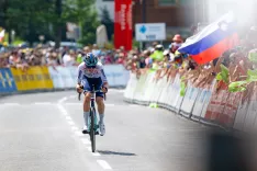 Dirka po Sloveniji 2026 4. etapa: Kranj - Kranjska Gora, cilj etape v centru Kranjske Gore 20. junij 2026na fotografiji Jakob Omrzel slovenski kolesar / Foto: Nik Bertoncelj