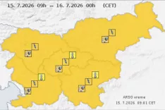 Vreme, opozorilo, nevihte, 15. 7. 2026 / Foto: Vir: Arso
