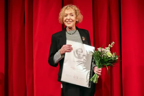 55. Teden slovenske drame Pre&scaron;ernovo gledali&scaron;če Kranj na fotografiji Milena Zupančič igralka prejemnica nagrade Marija Vera za življenjsko delo / Foto: Tina Dokl