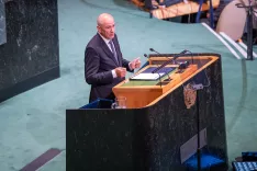 ZDA, New York.Govor predsednika vlade Janeza Jan&scaron;e na Generalni skup&scaron;čini Združenih narodov. / Foto: Vlada RS