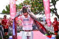Matevž Nunar je na teka&scaron;kem delu nadoknadil zaostanek in ciljno črto prečkal 21 sekund pred Nemcem Alexandrom Kullom. / Foto: osebni arhiv (arhiv organizatorjev/Challenge Family