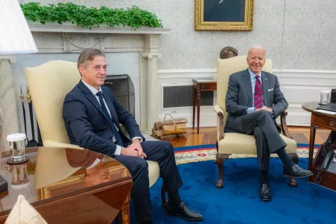 Predsednik vlade Robert Golob in predsednik ZDA Joseph Biden / Foto: Foto: Official White House/carlos Fyfe